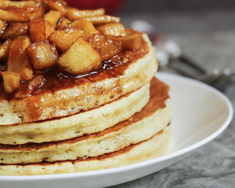 Apple Pancakes with Cinnamon Maple Syrup