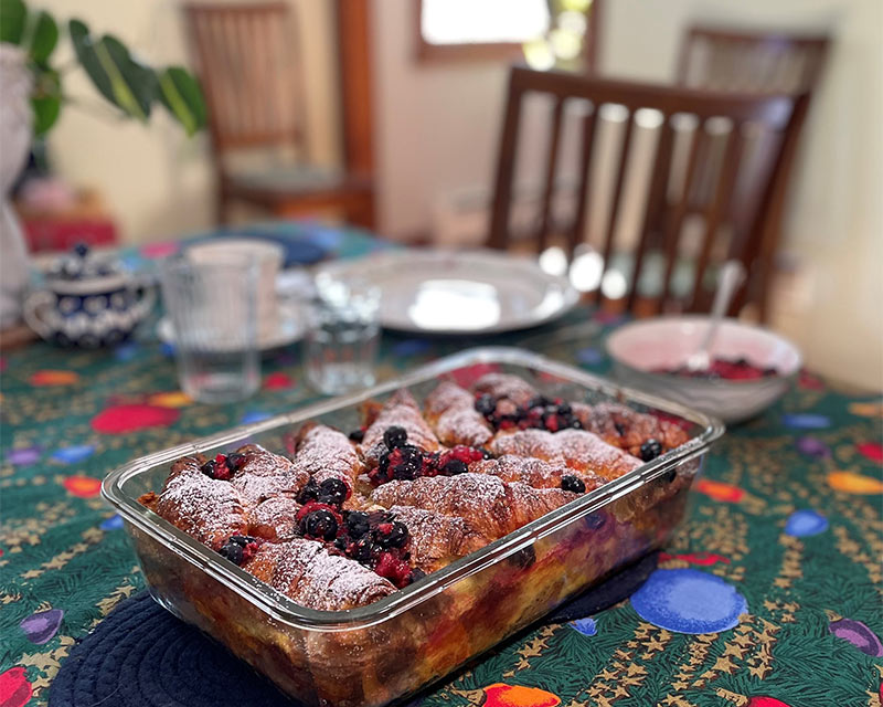 Croissant Breakfast Casserole with Homemade Lemon Curd