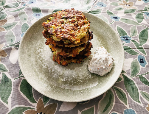 Zucchini Corn Fritters with Buttermilk Herb Dipping Sauce